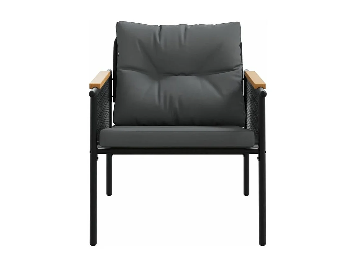 Ensemble de meubles de balcon avec coussins 3 pcs noir acier