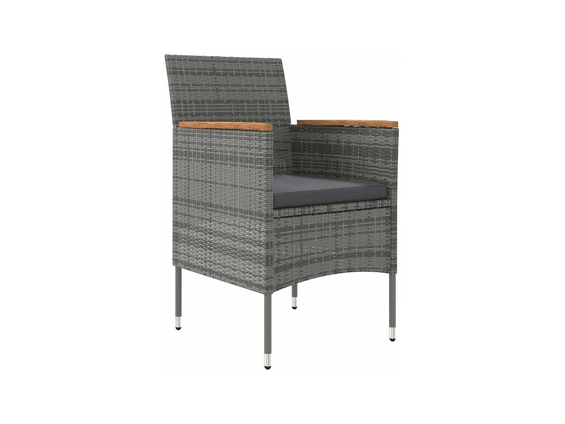 Ensemble à manger de jardin et coussins 3 pcs Gris et noir