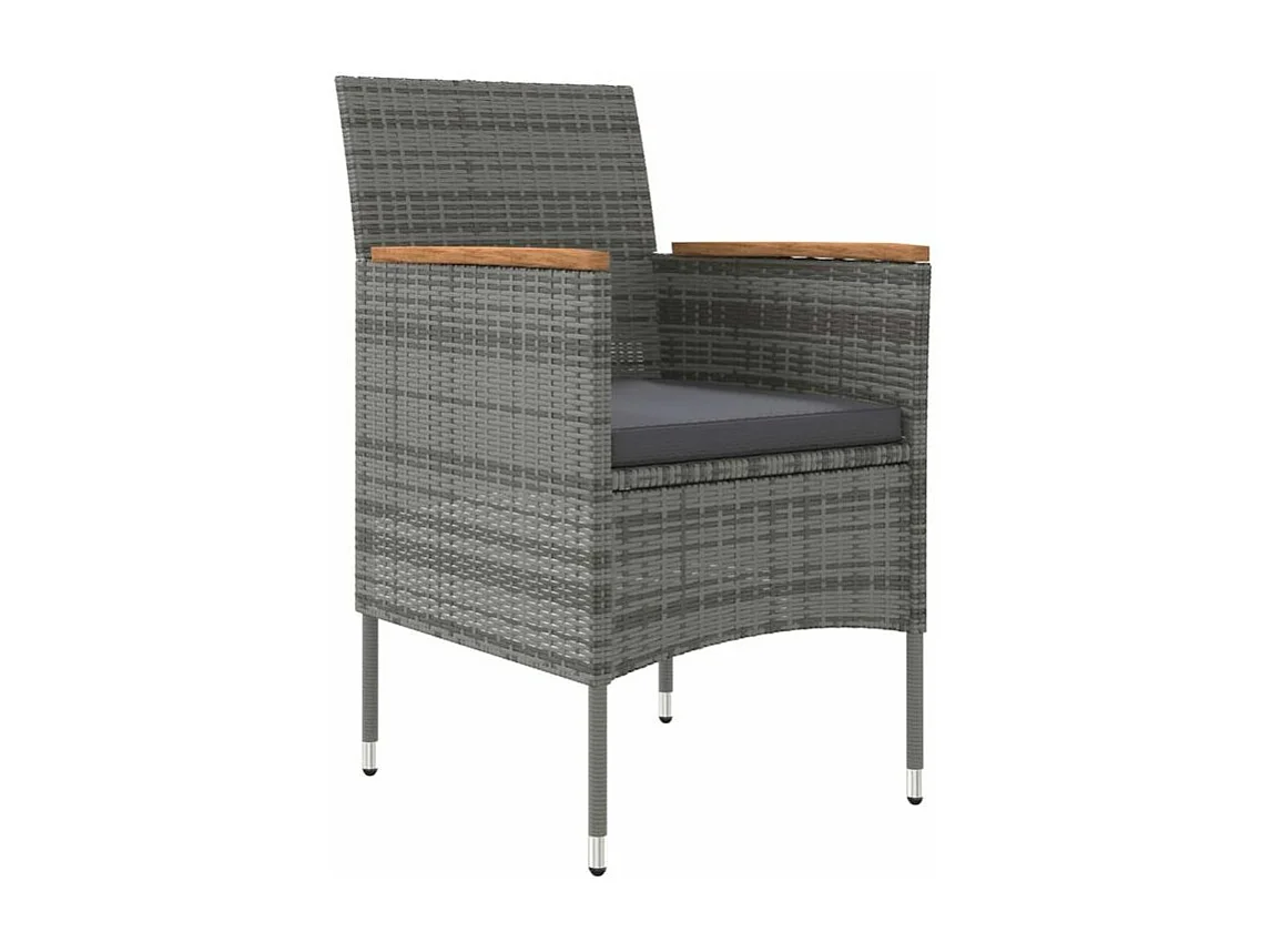 Ensemble à manger de jardin et coussins 3 pcs Gris et noir