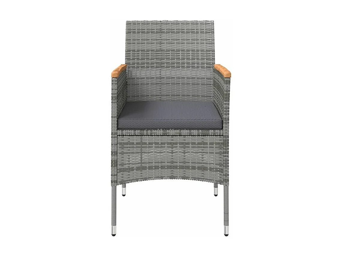 Ensemble à manger de jardin et coussins 3 pcs Gris et noir