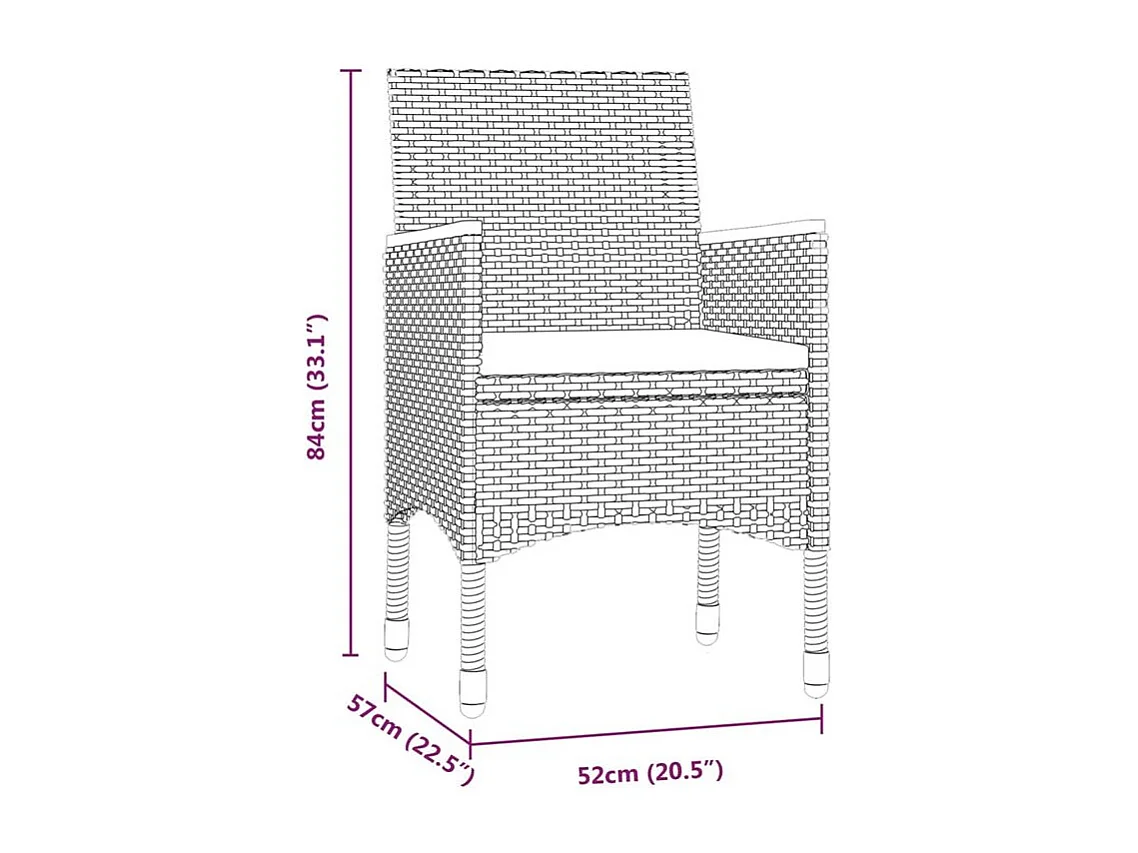 Ensemble à manger de jardin et coussins 3 pcs Gris et noir