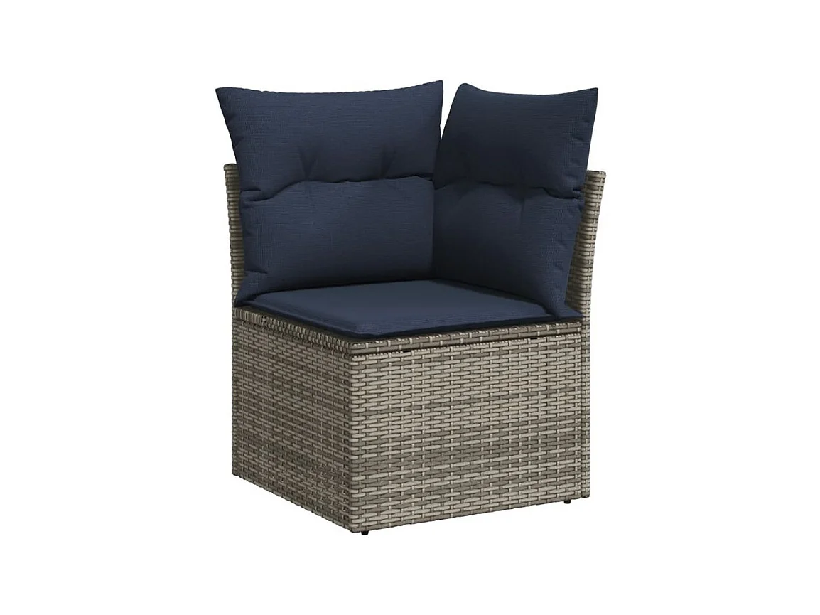 Salon de jardin 10 pcs avec coussins gris résine tressée