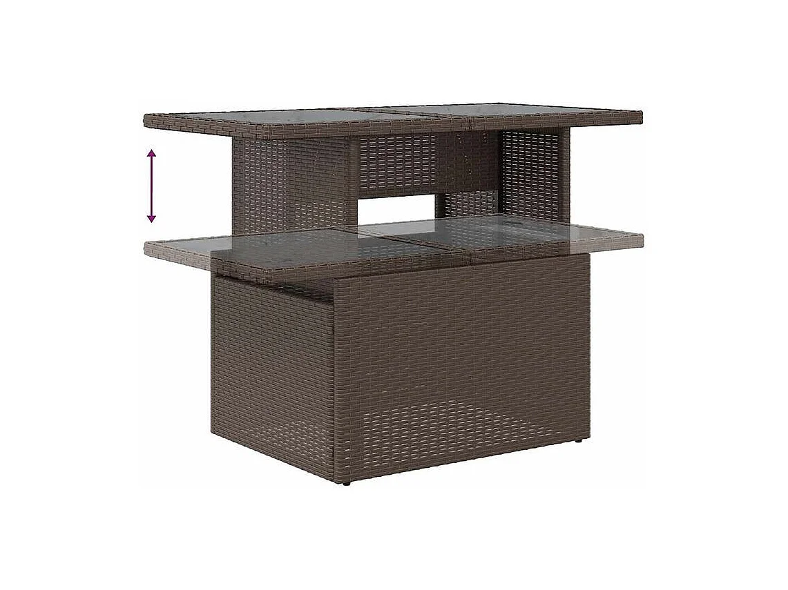 Salon de jardin avec coussins 6 pcs marron résine tressée