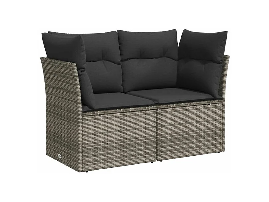 Salon de jardin avec coussins 10 pcs gris résine tressée