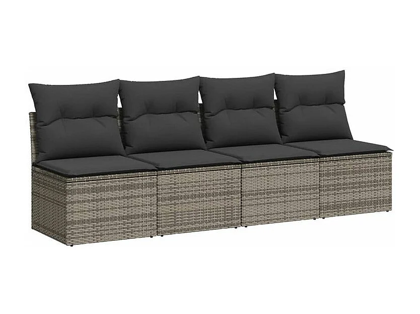 Salon de jardin avec coussins 10 pcs gris résine tressée