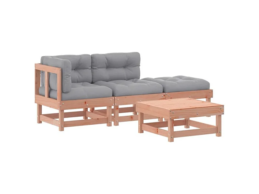 Salon de jardin 4 pcs avec coussins bois massif douglas
