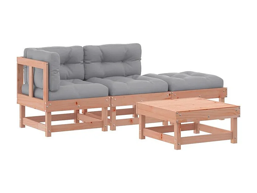 Salon de jardin 4 pcs avec coussins bois massif douglas