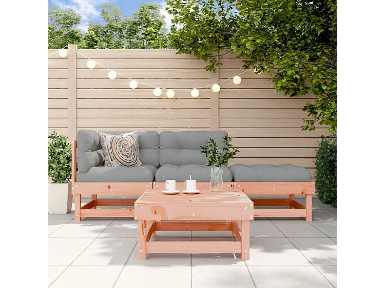 Salon de jardin 4 pcs avec coussins bois massif douglas