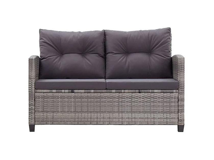 Ensemble à dîner de jardin 3pcs et coussins gris Résine tressée