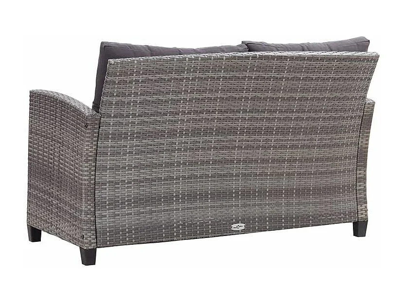 Ensemble à dîner de jardin 3pcs et coussins gris Résine tressée