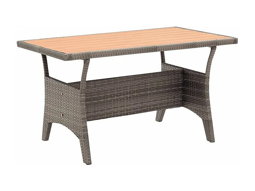 Ensemble à dîner de jardin 3pcs et coussins gris Résine tressée