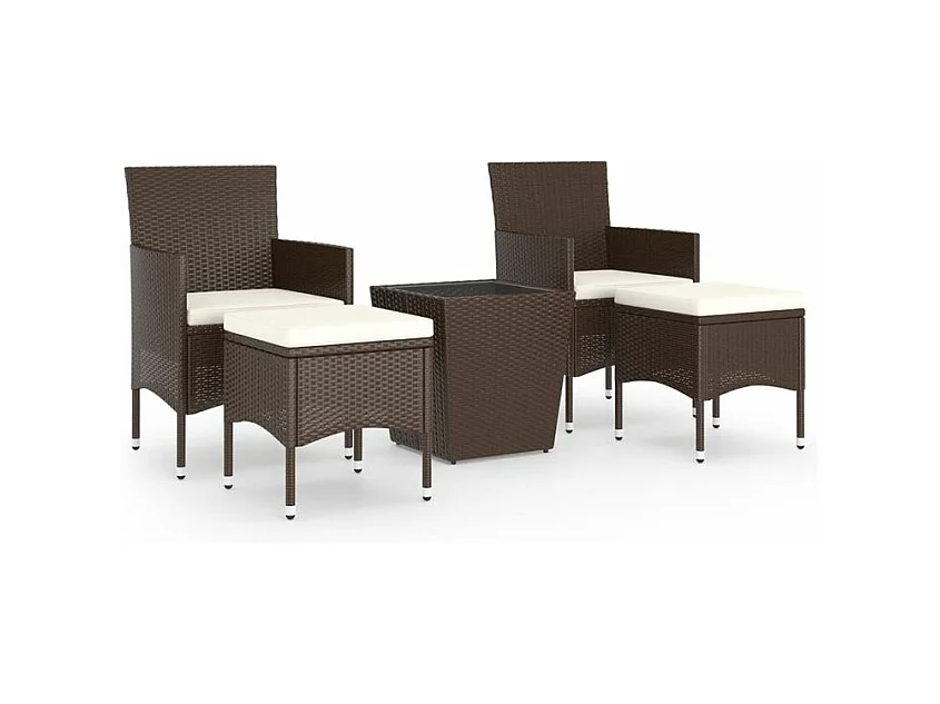 Ensemble de bistro de jardin 5 pcs poly rotin et verre trempé