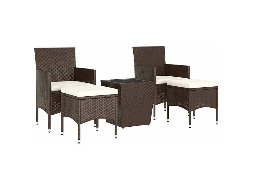 Ensemble de bistro de jardin 5 pcs poly rotin et verre trempé