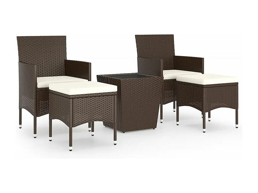 Ensemble de bistro de jardin 5 pcs poly rotin et verre trempé