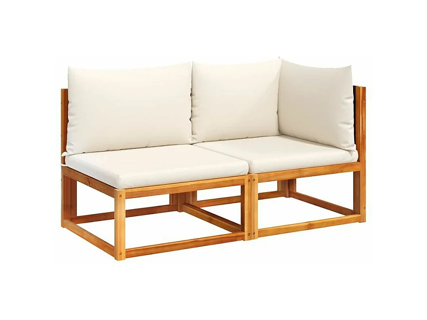 Canapé de jardin avec coussins 2 places bois massif d'acacia