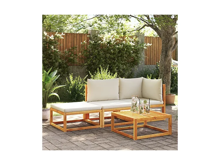 Canapé de jardin avec coussins 2 places bois massif d'acacia