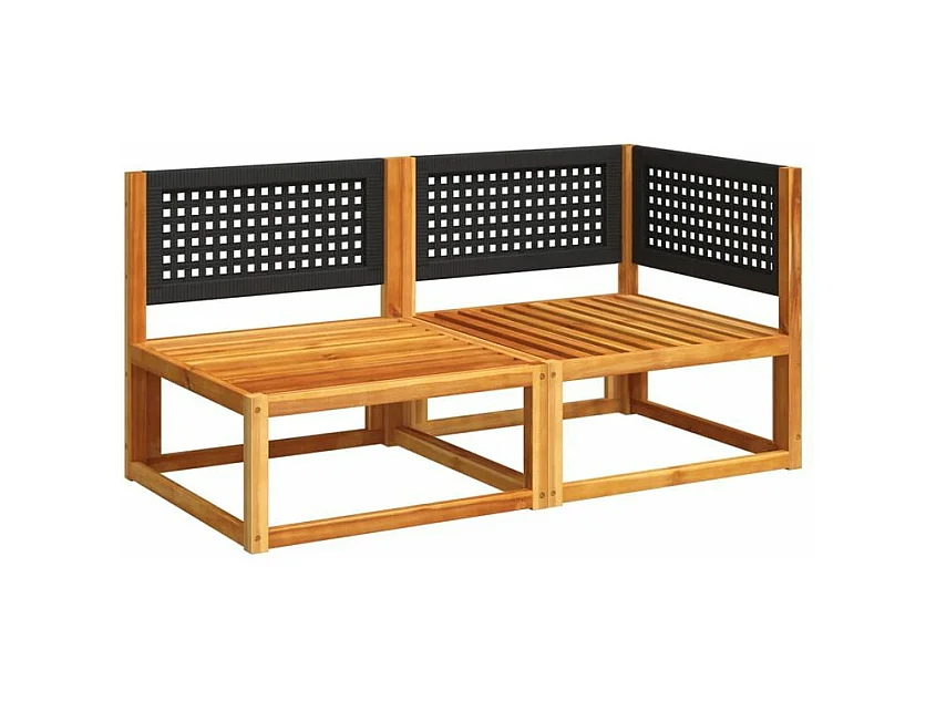 Canapé de jardin avec coussins 2 places bois massif d'acacia