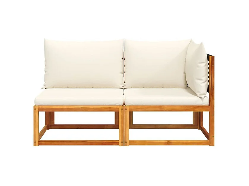 Canapé de jardin avec coussins 2 places bois massif d'acacia