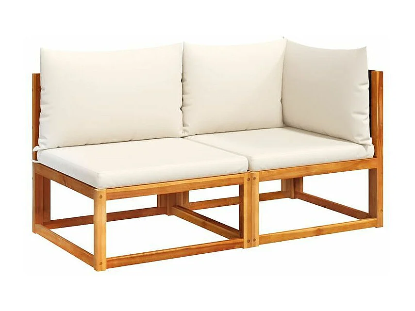 Canapé de jardin avec coussins 2 places bois massif d'acacia