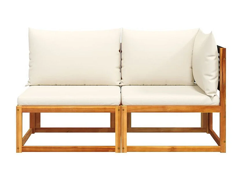 Canapé de jardin avec coussins 2 places bois massif d'acacia