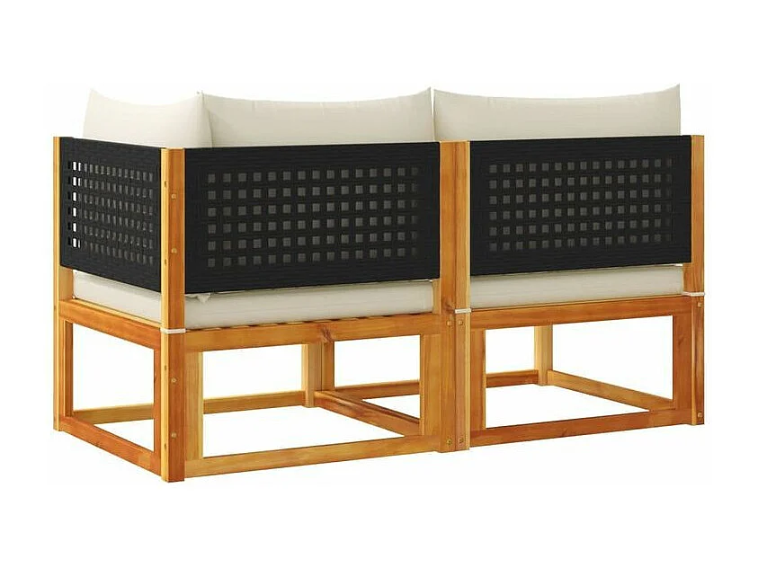 Canapé de jardin avec coussins 2 places bois massif d'acacia