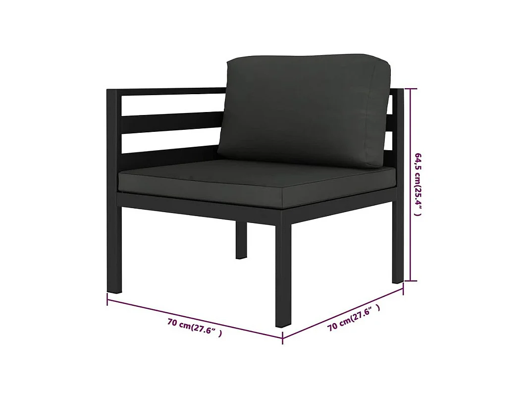 Salon de jardin 6 pcs avec coussins Aluminium Anthracite