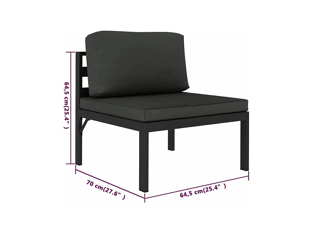 Salon de jardin 6 pcs avec coussins Aluminium Anthracite