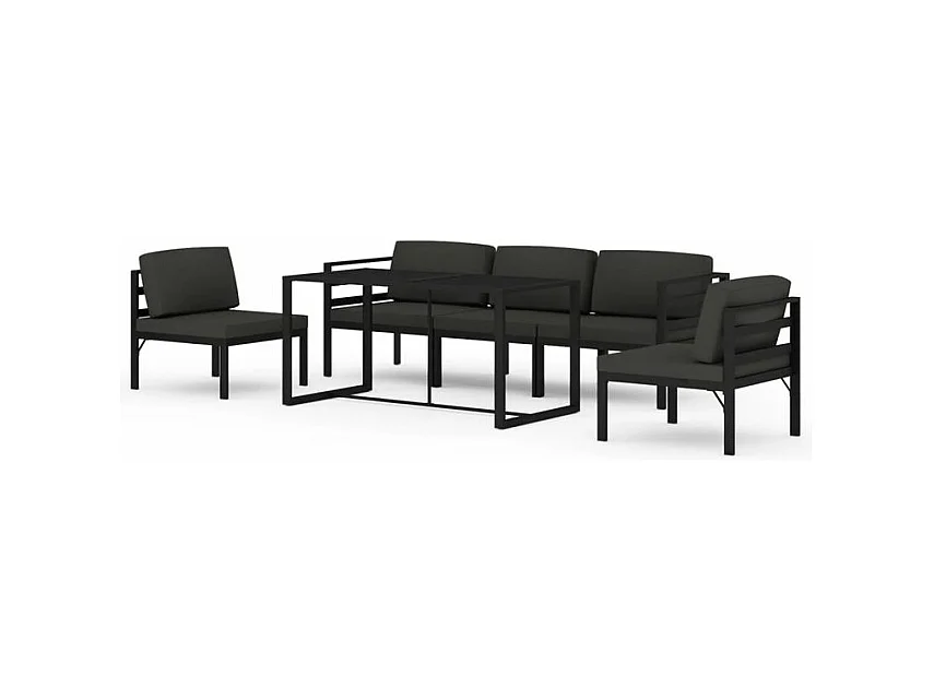 Salon de jardin 6 pcs avec coussins Aluminium Anthracite