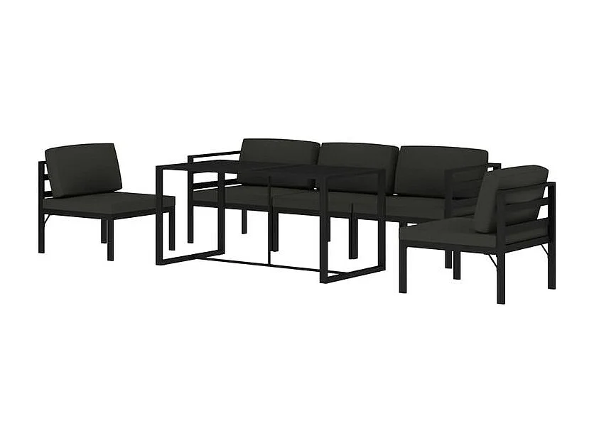 Salon de jardin 6 pcs avec coussins Aluminium Anthracite