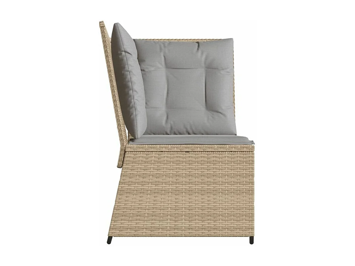 Canapé d'angle de jardin avec coussins beige résine tressée