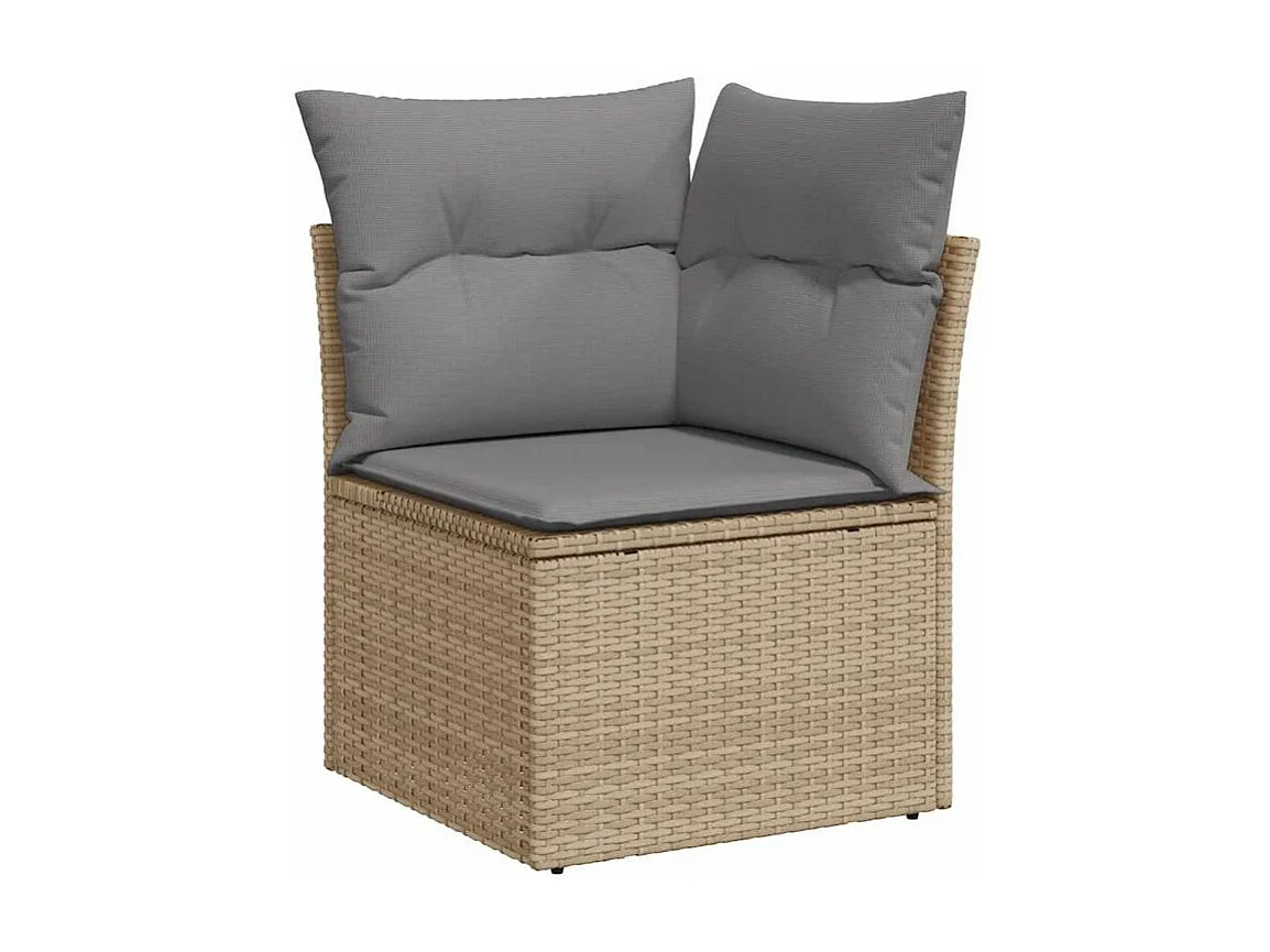 Salon de jardin avec coussins 7 pcs beige résine tressée acacia