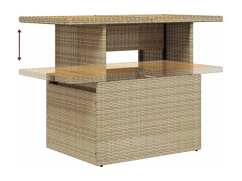 Salon de jardin avec coussins 7 pcs beige résine tressée acacia