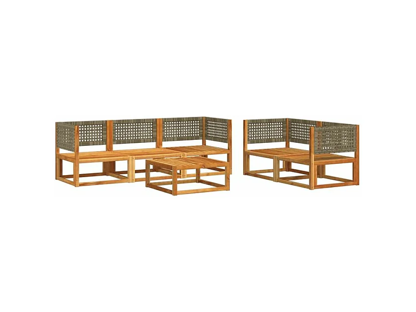 Salon de jardin avec coussins 6 pcs bois d'acacia solide