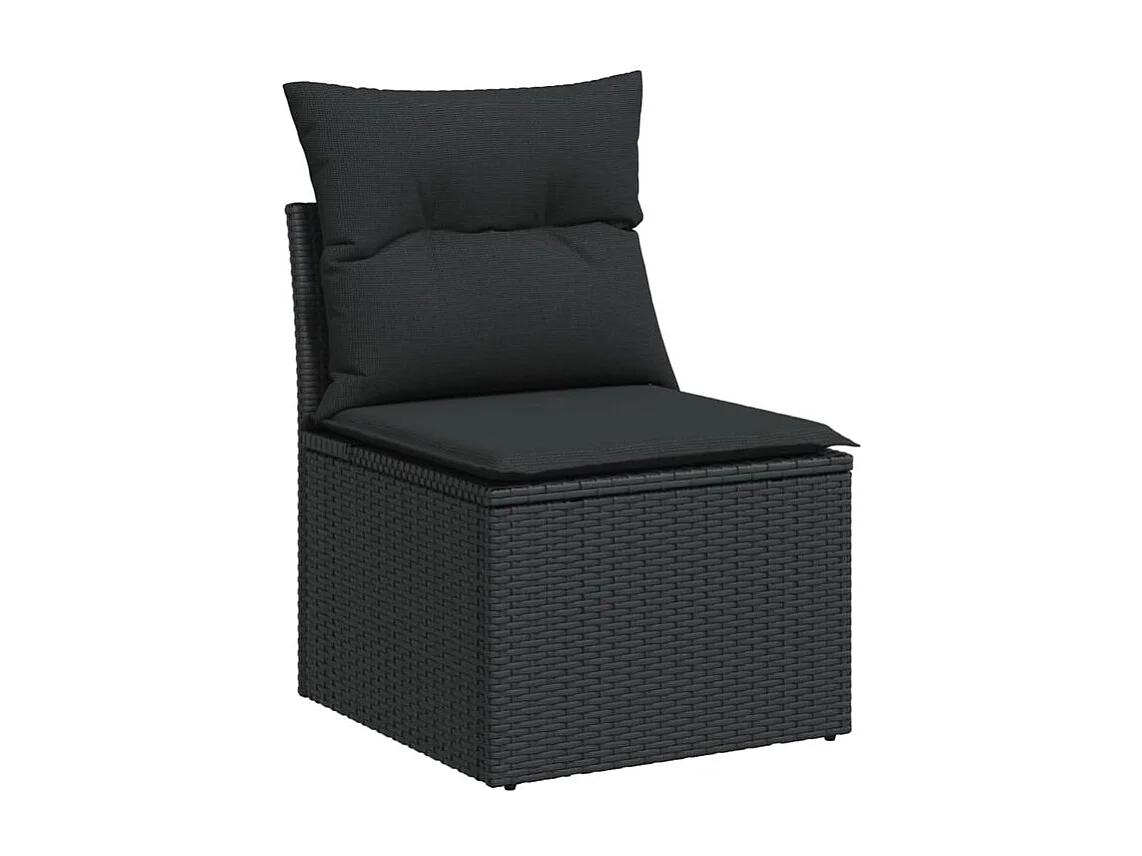 Salon de jardin 6 pcs avec coussins noir résine tressée