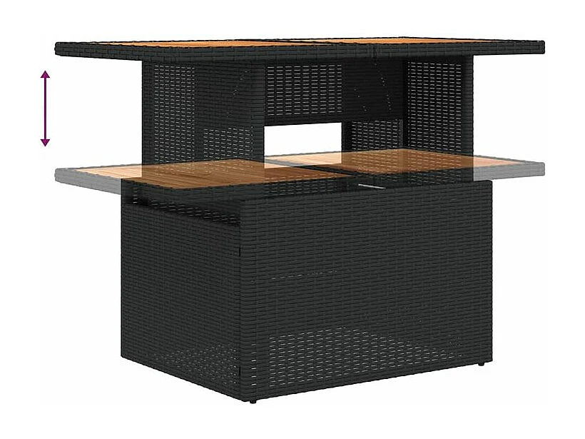 Salon de jardin 6 pcs avec coussins noir résine tressée