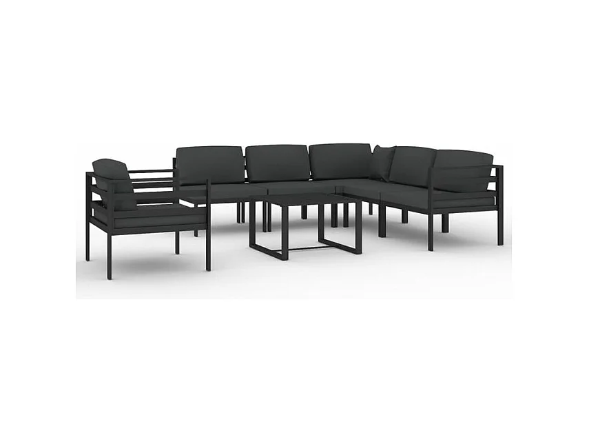 Salon de jardin 7 pcs avec coussins Aluminium Anthracite