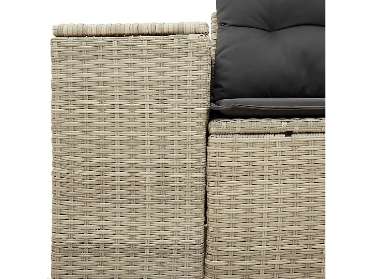 Canapé de jardin 2 places et coussins gris clair résine tressée