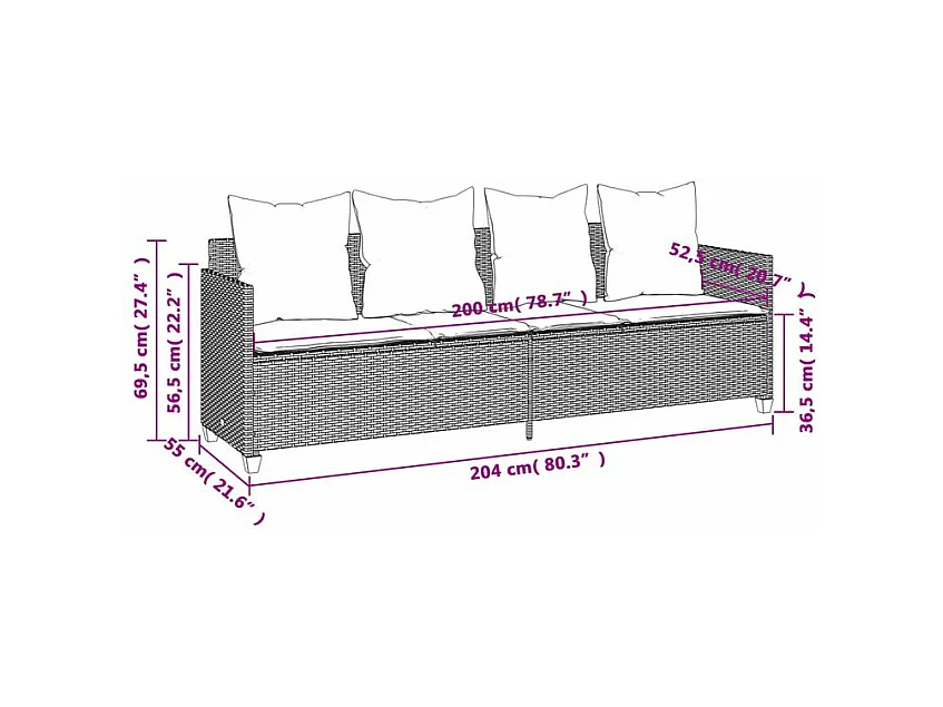 Salon de jardin avec coussins 5 pcs marron résine tressée
