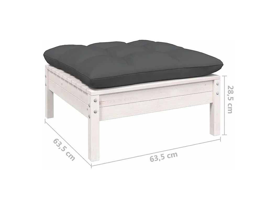 Salon de jardin 12 pcs avec coussins blanc bois de pin