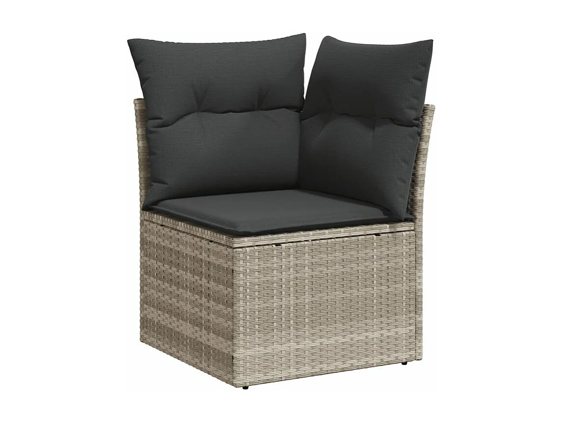 Salon de jardin avec coussins 13 pcs gris clair résine tressée