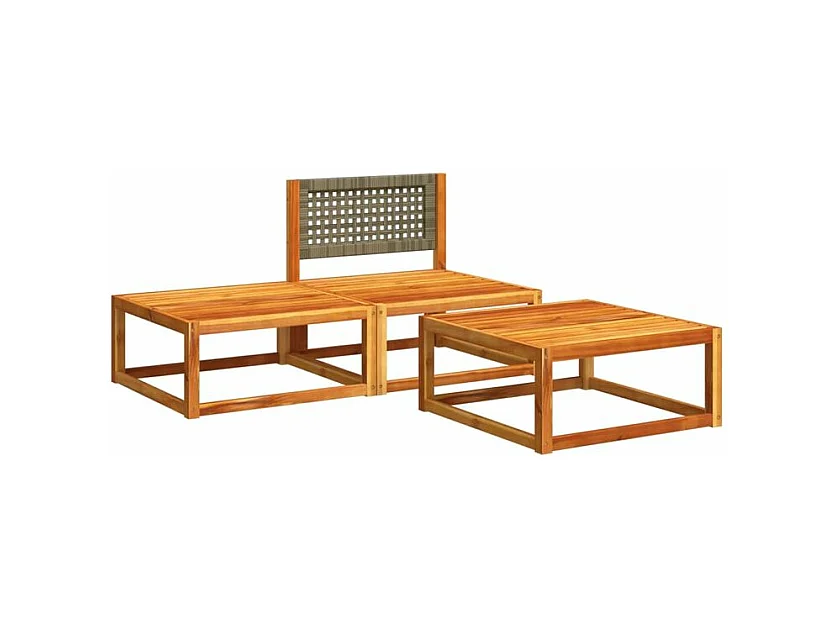 Salon de jardin avec coussins 3 pcs bois massif d'acacia