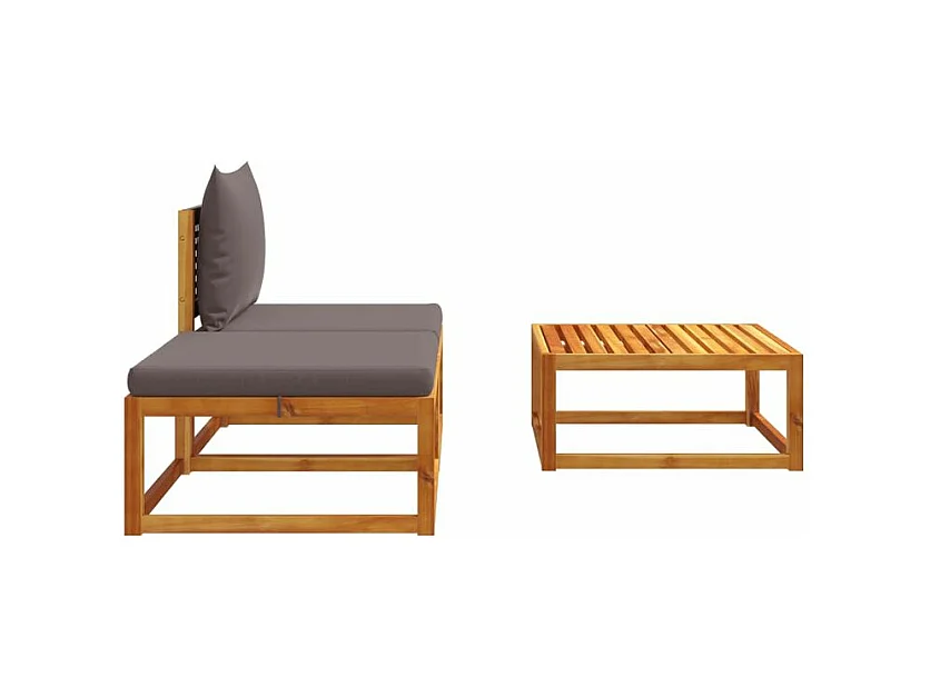 Salon de jardin avec coussins 3 pcs bois massif d'acacia