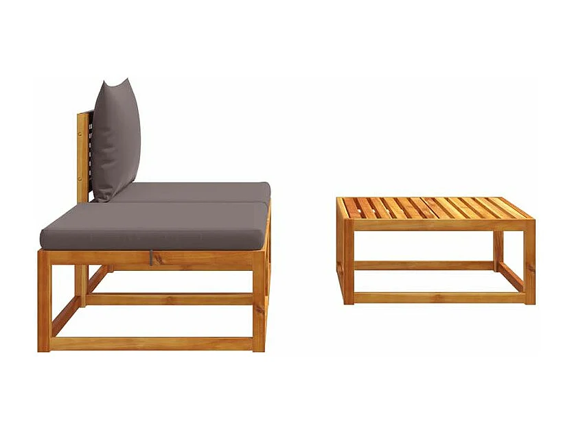 Salon de jardin avec coussins 3 pcs bois massif d'acacia