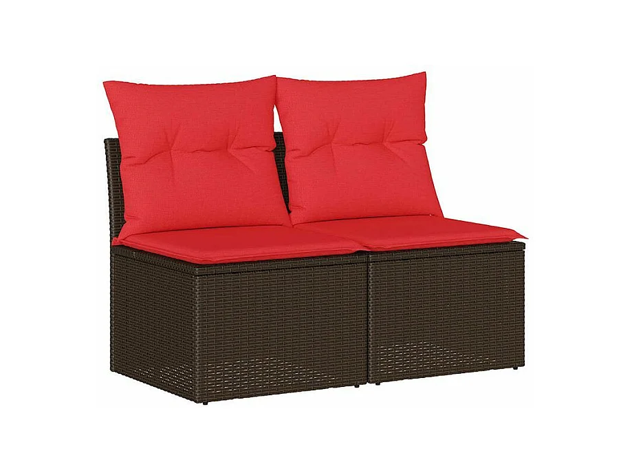 Salon de jardin avec coussins 2pcs marron résine tressée acacia
