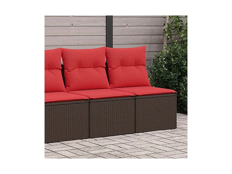 Salon de jardin avec coussins 2pcs marron résine tressée acacia