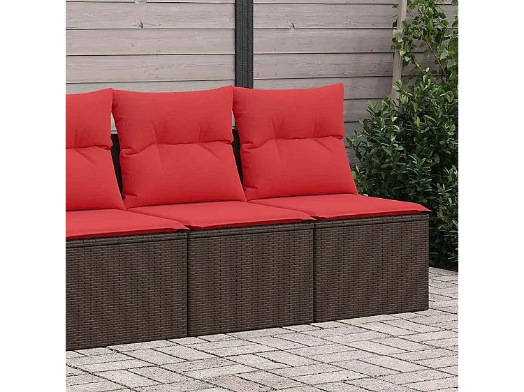 Salon de jardin avec coussins 2pcs marron résine tressée acacia