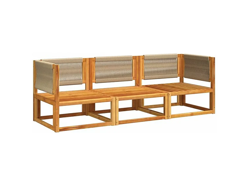 Salon de jardin avec coussins 3 pcs bois massif d'acacia