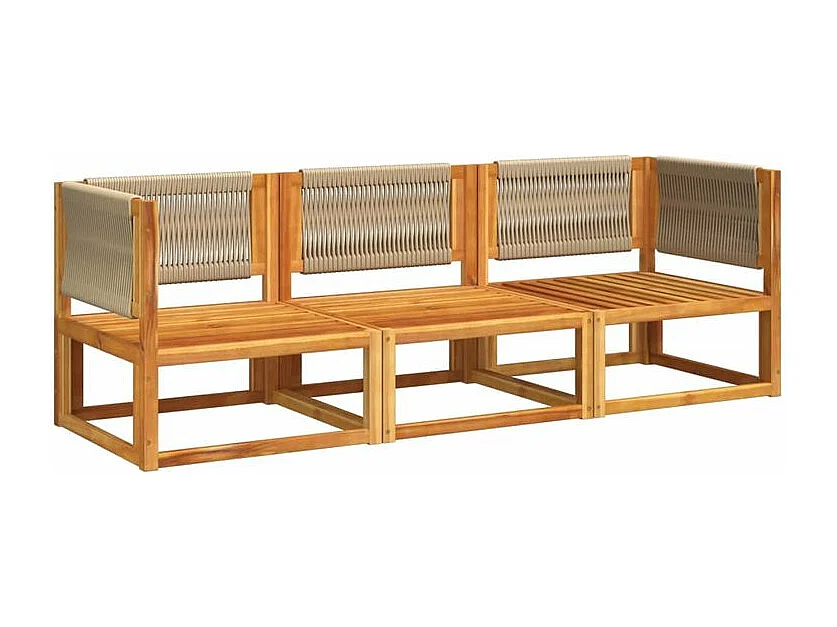 Salon de jardin avec coussins 3 pcs bois massif d'acacia