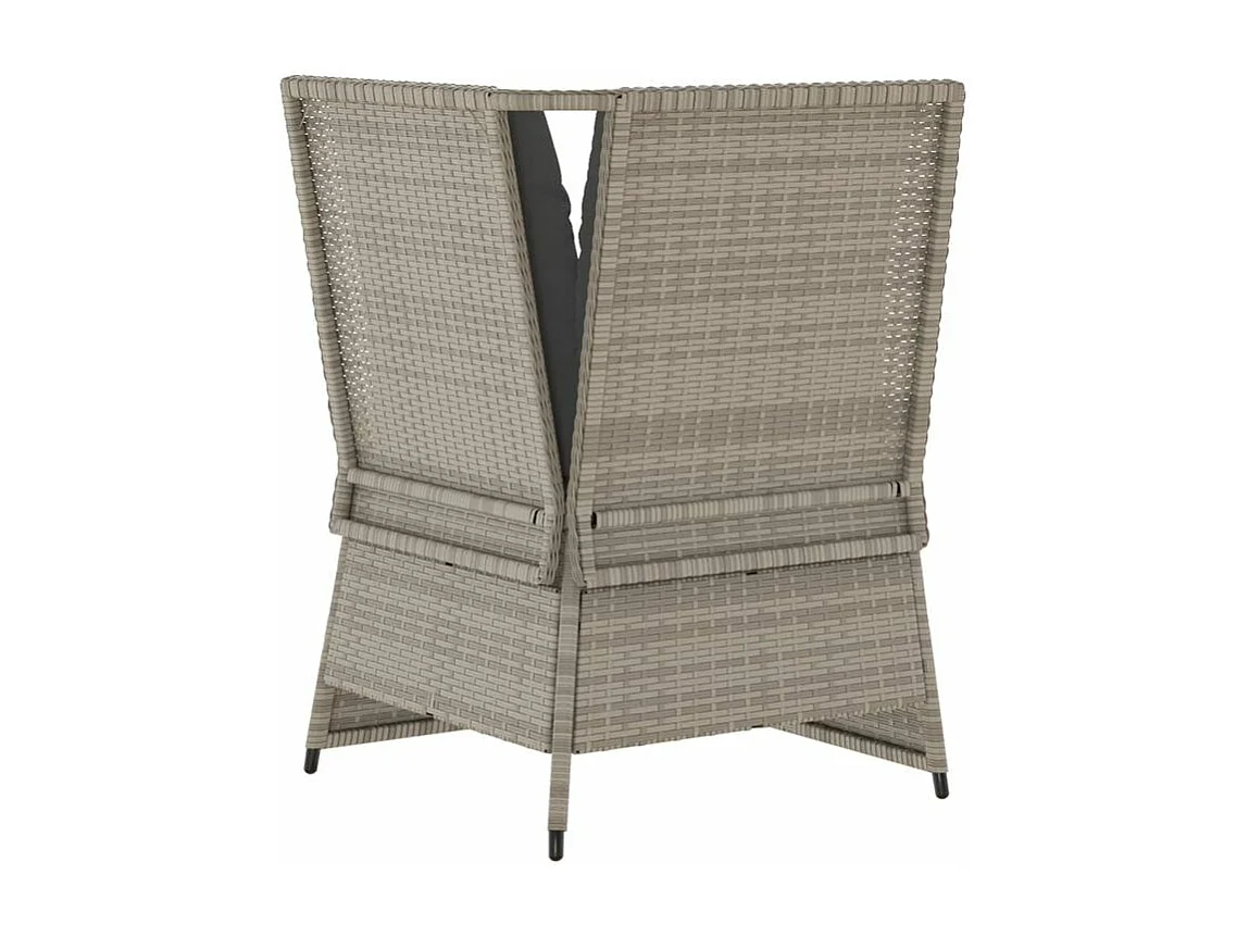 Canapé d'angle de jardin et coussins gris clair résine tressée