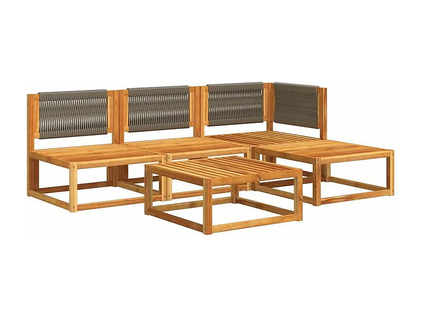 Salon de jardin avec coussins 5 pcs Bois d'acacia solide